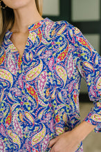 Lizzy Top in Royal Blue Paisley - Sunshine Styles Boutique