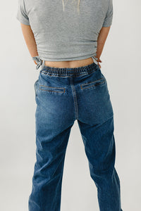 High Rise Wide Leg Denim Joggers