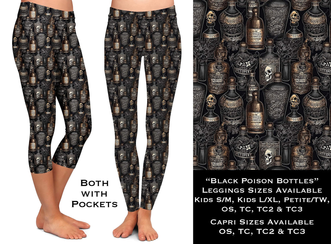 Black Poison Bottles Leggings & Capris with Pockets