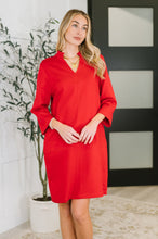 Portfolio Quarter Sleeve Dress in Red - Sunshine Styles Boutique