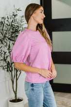 Textured Balloon Sleeve Blouse in Pink