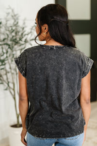Top That Mineral Wash Tee in Ash Black
