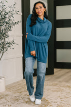 Travel Destination Cowl Neck Pullover in Dark Teal