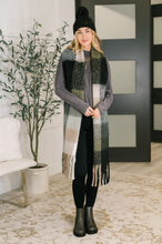 Wanderlust Wrap Oversized Plaid Fringe Scarf in Grey and Jade - Sunshine Styles Boutique