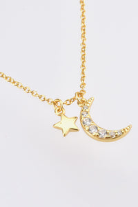 Zircon Star and Moon Pendant Necklace