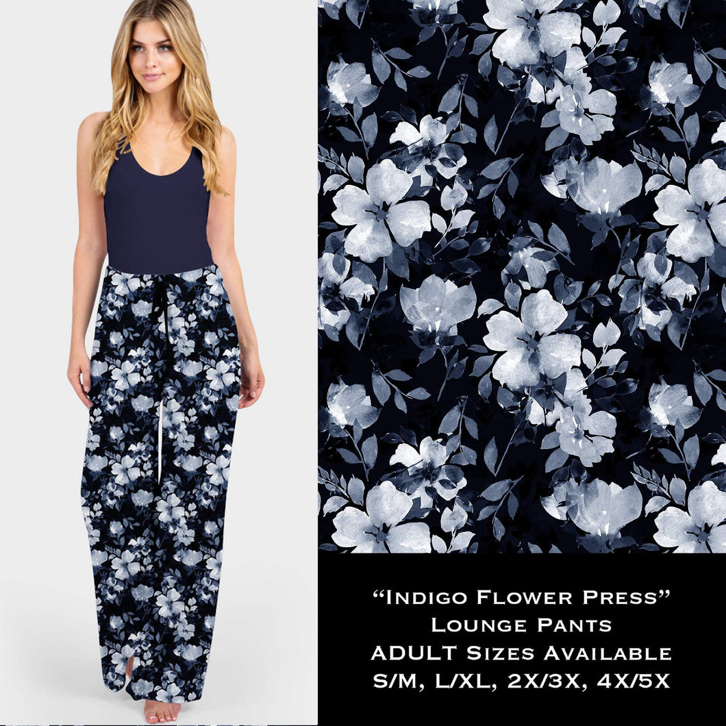 Indigo Flower Press Lounge Pants - Sunshine Styles Boutique