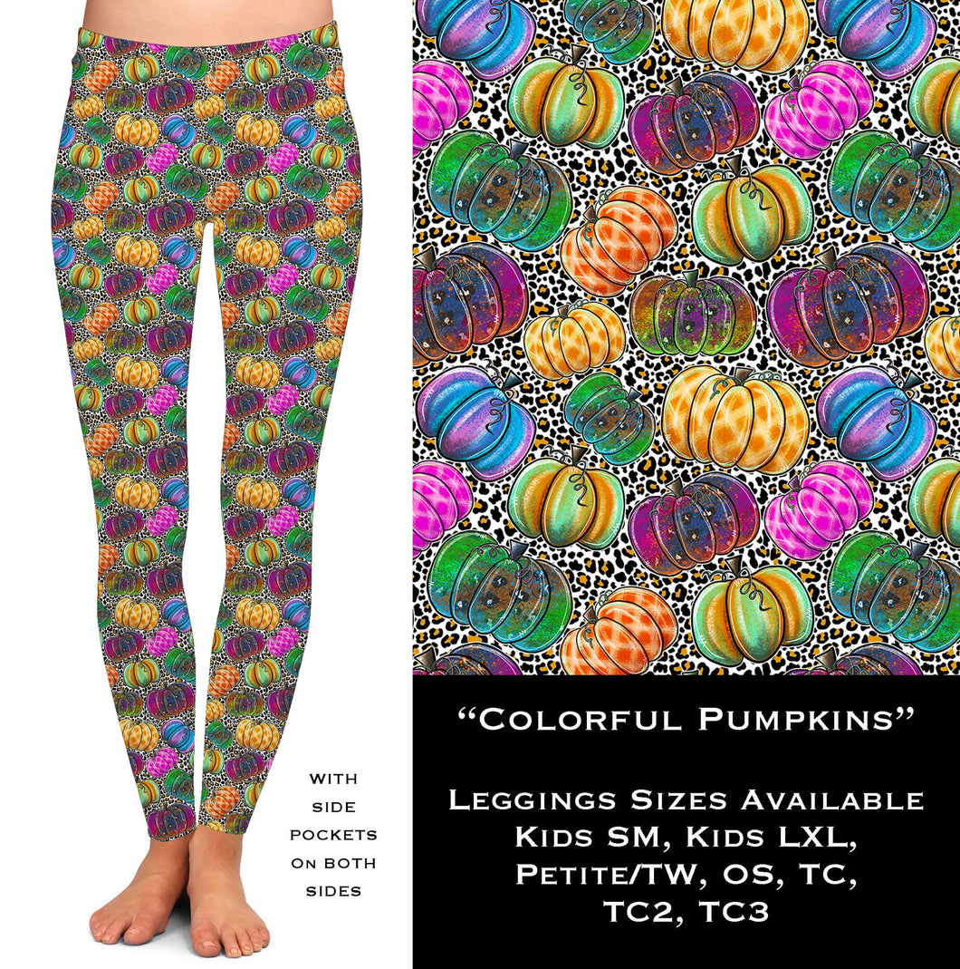 Colorful Pumpkins - Leggings with Pockets - Sunshine Styles Boutique