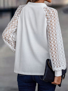 Lantern Sleeve V-Neck Button-Down Cardigan