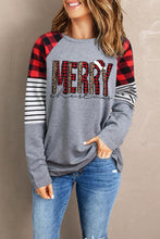 Christmas Letter Graphic Mixed Print Round Neck Top