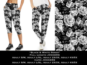 Black & White Roses - Full Joggers