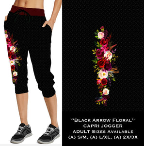 Black Arrow Floral - Capri Joggers - Sunshine Styles Boutique