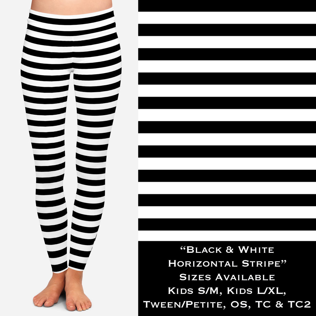 Black & White Horizontal Stripe - Leggings - Sunshine Styles Boutique