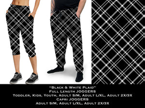 Black & White Plaid - Full & Capri Joggers
