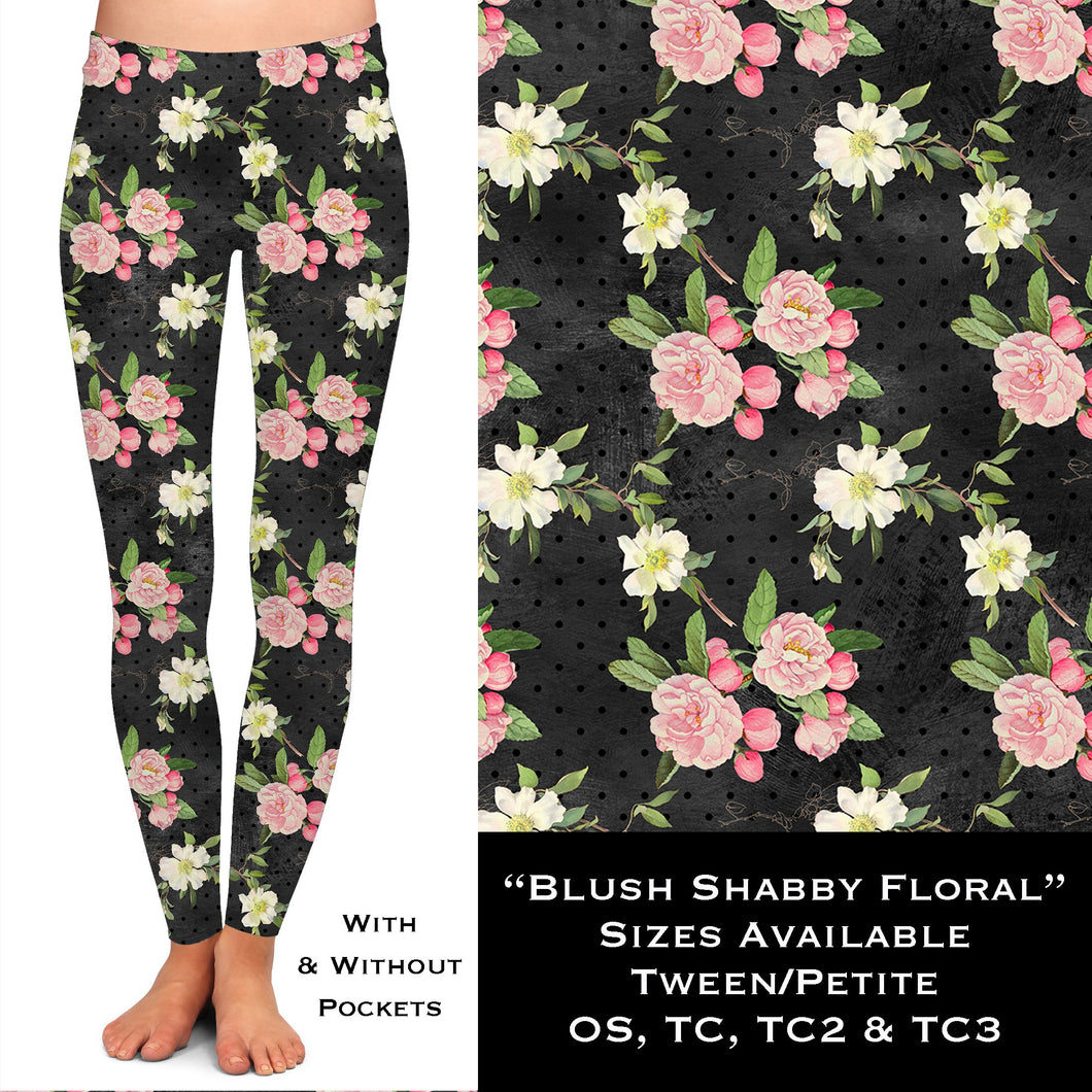 Blush Shabby Floral - Leggings - Sunshine Styles Boutique