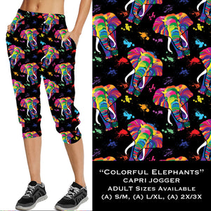 Colorful Elephants - Capri Joggers