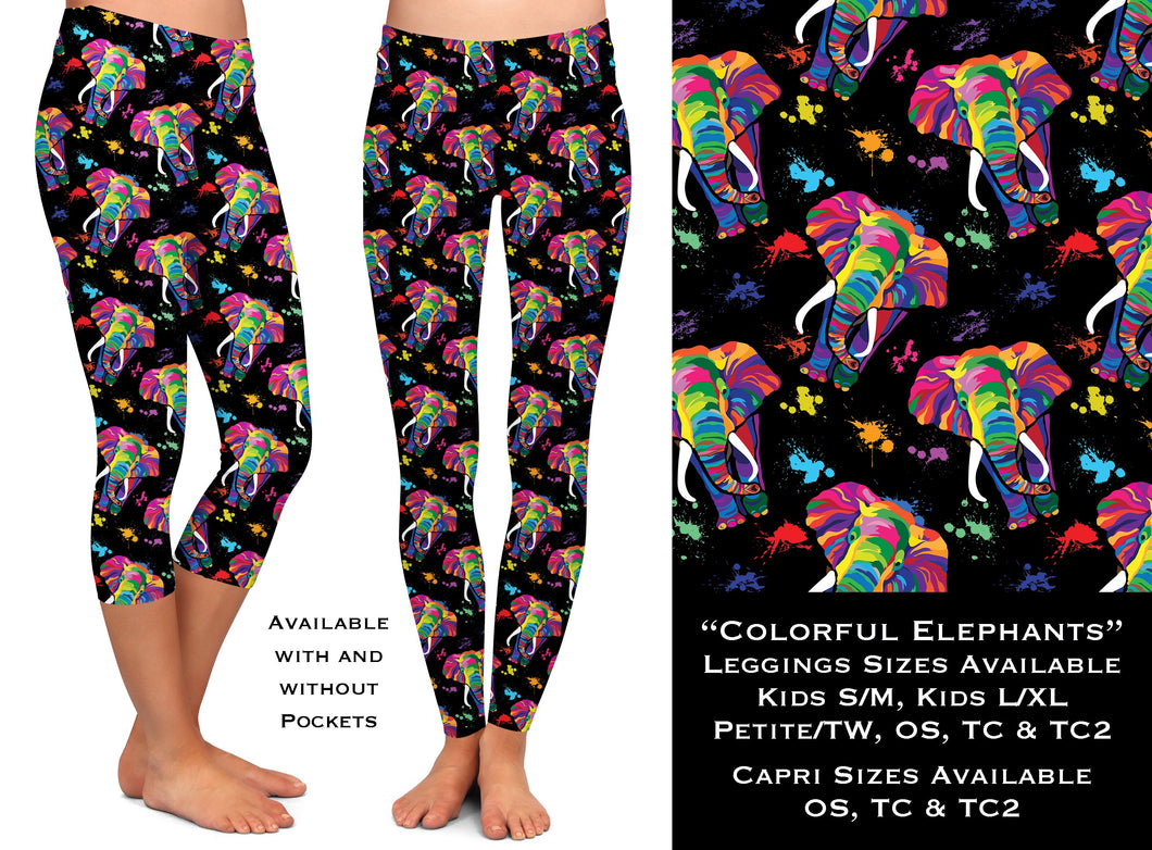 Colorful Elephants - Leggings & Capris