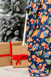 Holiday Fleece Blanket in Dino Cookie