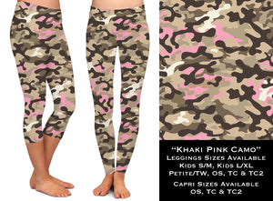 Khaki Pink Camo - Legging & Capri