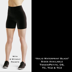 Solid BLACK Waterprint Yoga Shorts - Sunshine Styles Boutique