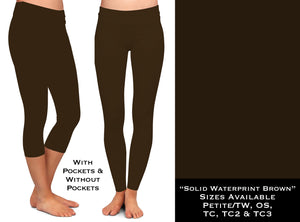 Solid BROWN Waterprint Full & Capri Leggings - Sunshine Styles Boutique