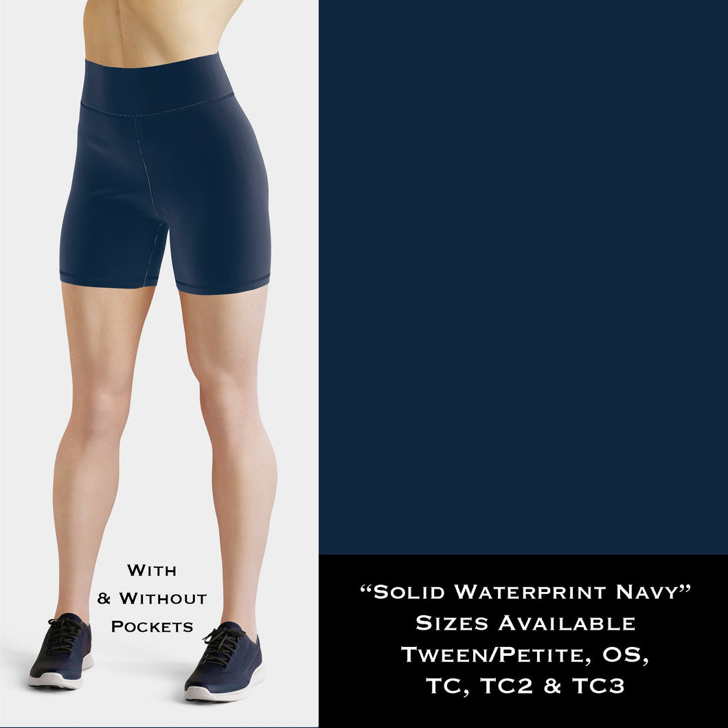 Solid NAVY Yoga Shorts - Sunshine Styles Boutique