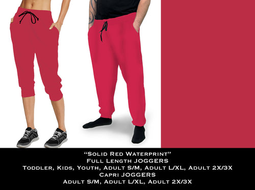 Solid RED waterprint Full & Capri Jogger - Sunshine Styles Boutique
