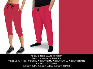 Solid RED waterprint Full & Capri Jogger - Sunshine Styles Boutique
