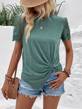 Lace Detail Short Sleeve Round Neck T-Shirt