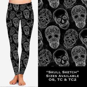 Skull Sketch - Legging & Capri
